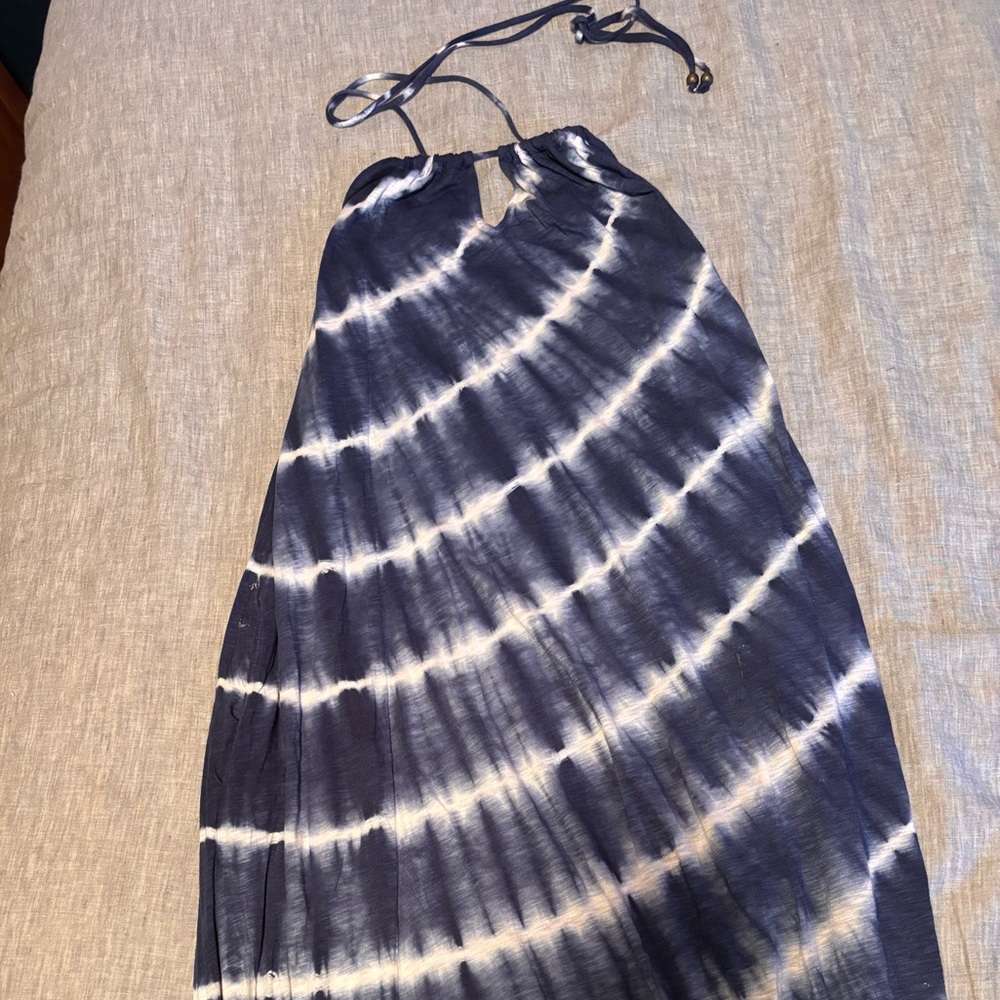 Velvet Blue and White Dress